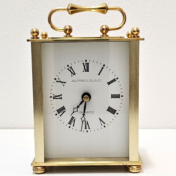 Alfred Sung Gold Table Clock with Handle - Picture 13 of 16